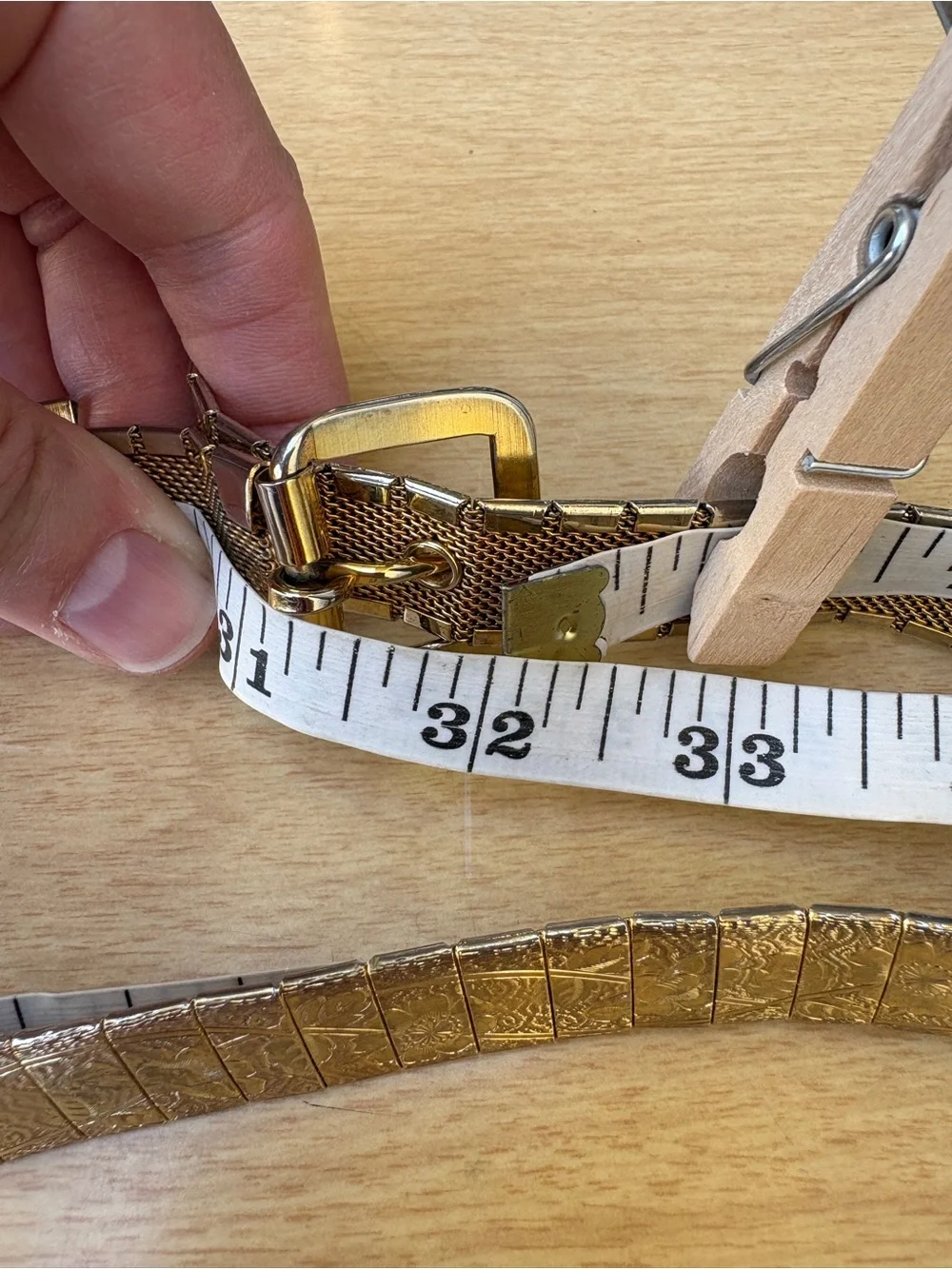 Vintage Gold-Toned Floral Engraved Metal Link Belt